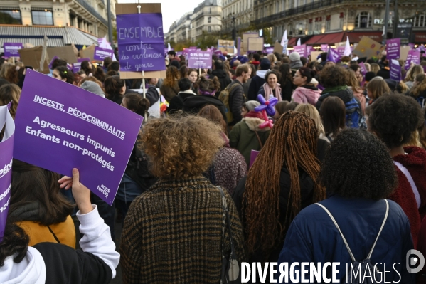 Demonstration Nous Toutes in Paris against sexist and sexual violence. Manifestation Nous Toutes à Paris contre les violences sexistes et sexuelles.