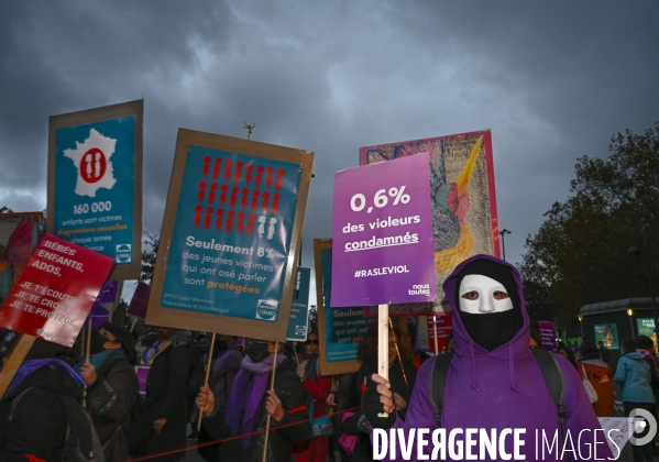 Demonstration Nous Toutes in Paris against sexist and sexual violence. Manifestation Nous Toutes à Paris contre les violences sexistes et sexuelles.