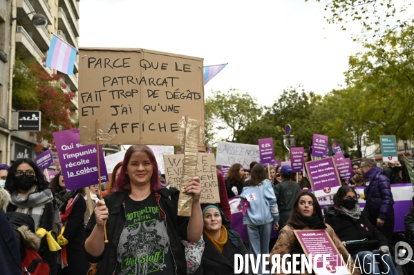 Demonstration Nous Toutes in Paris against sexist and sexual violence. Manifestation Nous Toutes à Paris contre les violences sexistes et sexuelles.