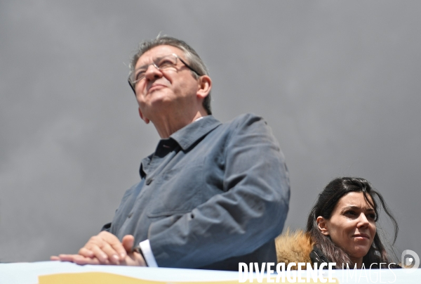 Jean Luc Melenchon avec Sophia Chikirou