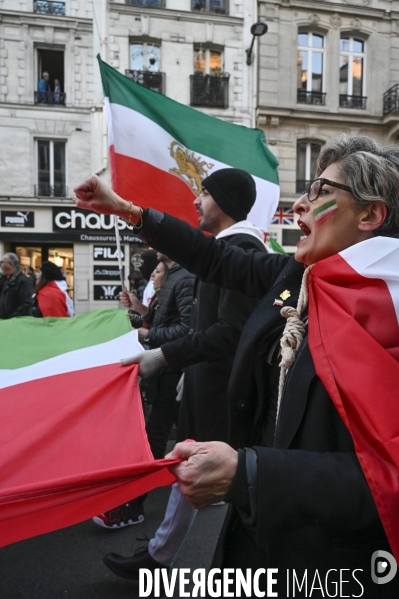 Iran la révolte. Manifestation en soutien à la contestation iranienne, aux femmes iraniennes, et contre le pouvoir en Iran.