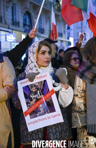 Iran la révolte. Manifestation en soutien à la contestation iranienne, aux femmes iraniennes, et contre le pouvoir en Iran.