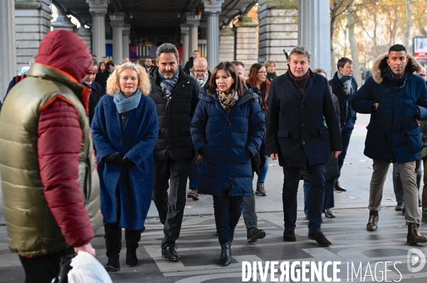 Deplacement de Anne Hidalgo au campement de migrants du boulevard de la chapelle
