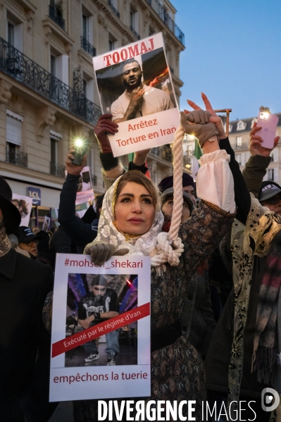 Iran la révolte. Manifestation en soutien à la contestation iranienne, aux femmes iraniennes, et contre le pouvoir en Iran.