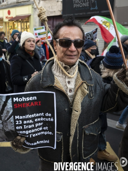 Iran la révolte. Manifestation en soutien à la contestation iranienne, aux femmes iraniennes, et contre le pouvoir en Iran.