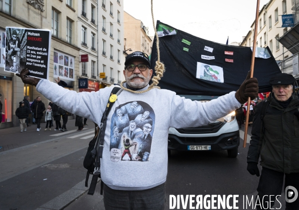 Iran la révolte. Manifestation en soutien à la contestation iranienne, aux femmes iraniennes, et contre le pouvoir en Iran.