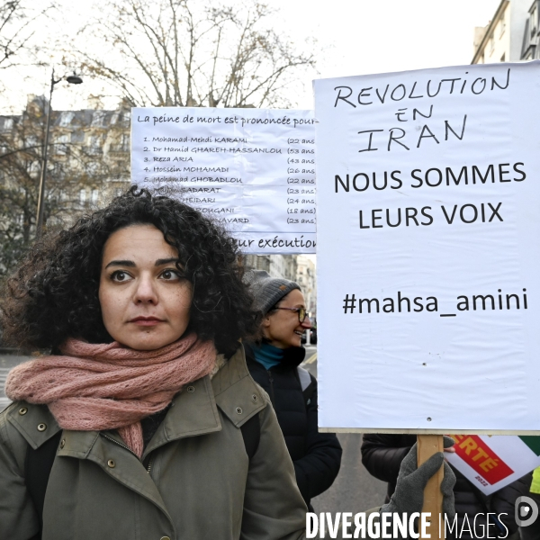 Iran la révolte. Manifestation en soutien à la contestation iranienne, aux femmes iraniennes, et contre le pouvoir en Iran.