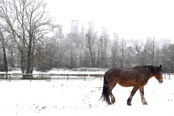 Chambord sous la neige