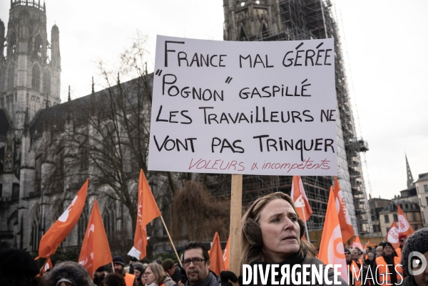 Manifestation contre la réforme des retraites à Rouen