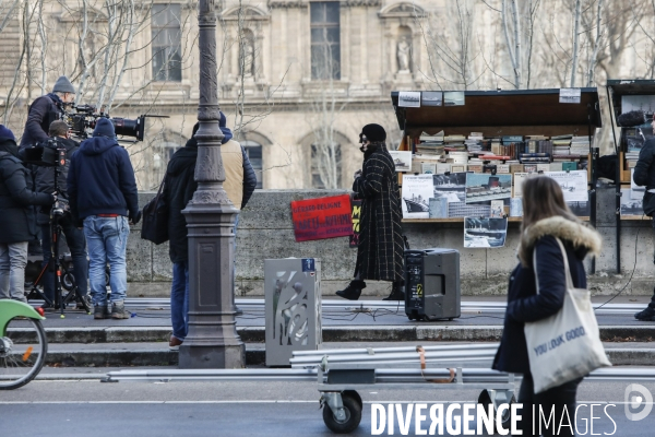 Isabelle adjani en tournage a paris.