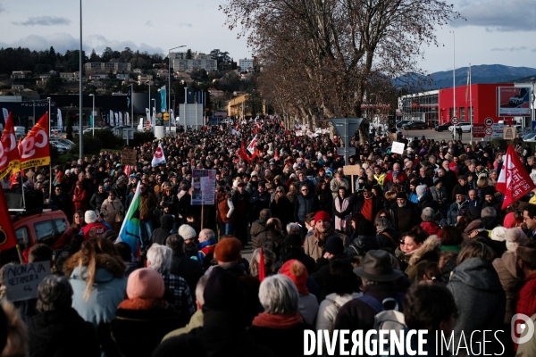 Manifestation contre la réforme des retraites à Aubenas