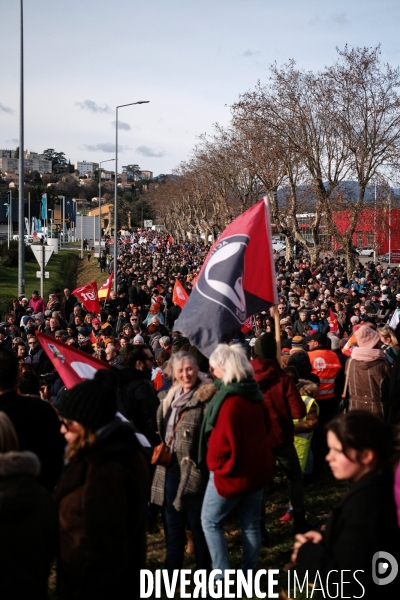 Manifestation contre la réforme des retraites à Aubenas