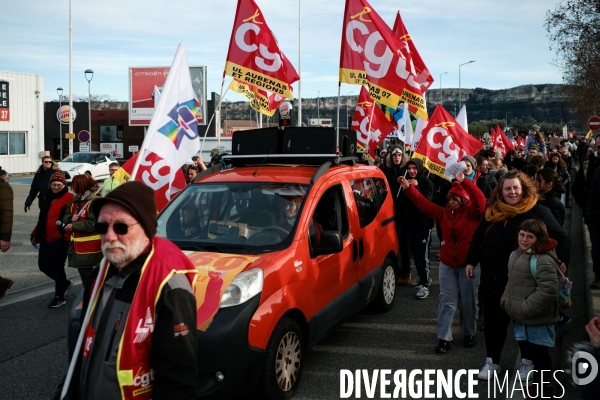 Manifestation contre la réforme des retraites à Aubenas