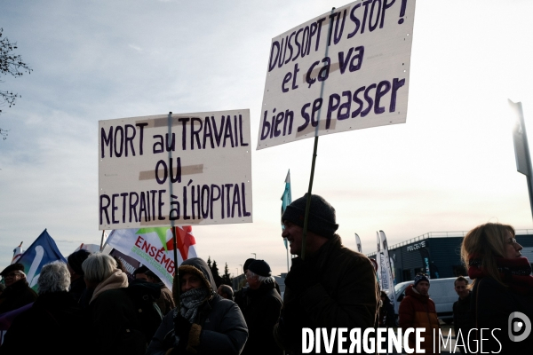 Manifestation contre la réforme des retraites à Aubenas