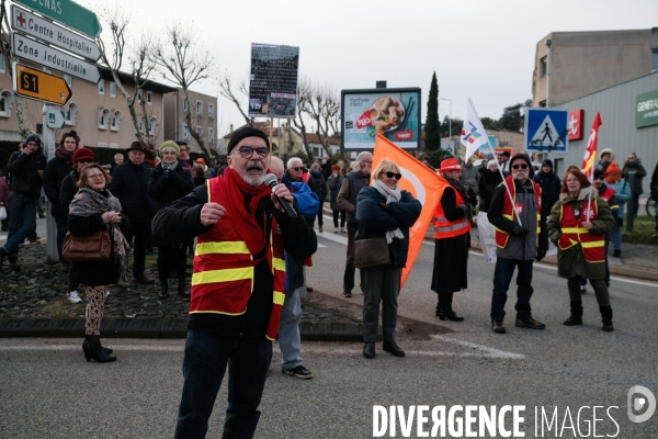 Manifestation contre la réforme des retraites à Aubenas