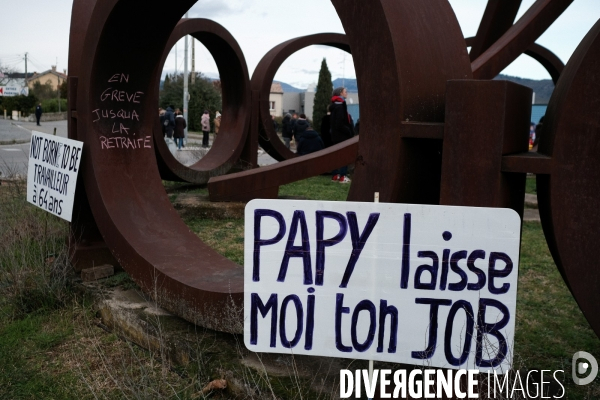 Manifestation contre la réforme des retraites à Aubenas