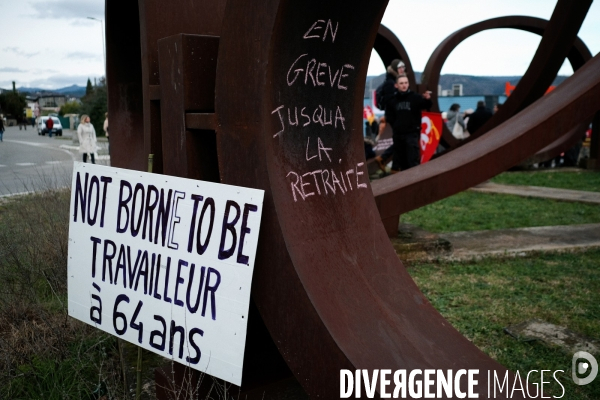 Manifestation contre la réforme des retraites à Aubenas