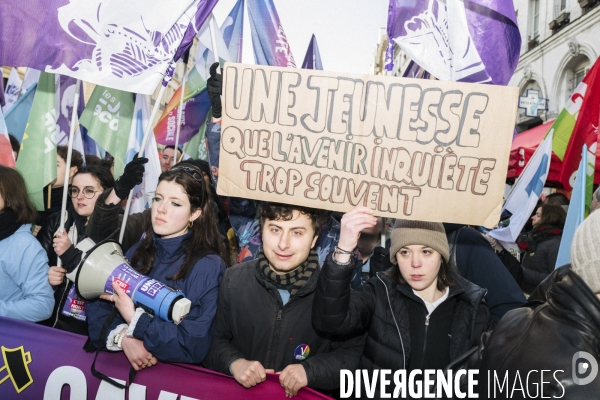 FRA-Manifestation-Reforme Retraite- Jeunes et LFI -Paris