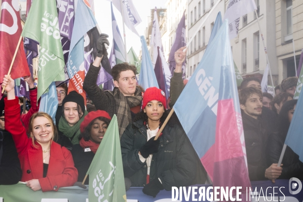FRA-Manifestation-Reforme Retraite- Jeunes et LFI -Paris