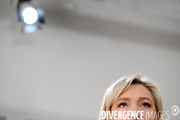 Conference de presse de marine Le Pen contre la réforme des retraites