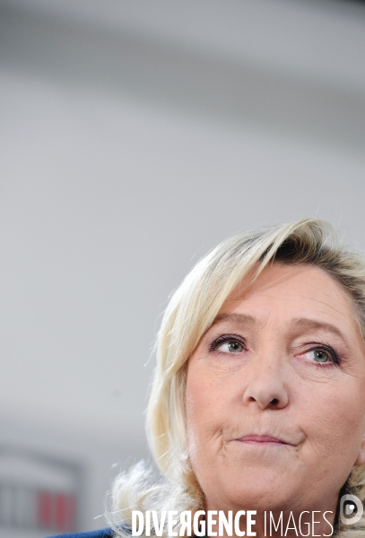 Conference de presse de marine Le Pen contre la réforme des retraites