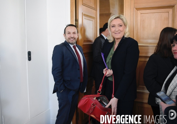 Conference de presse de marine Le Pen contre la réforme des retraites