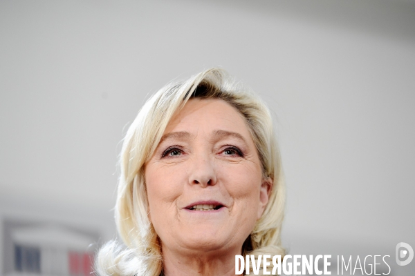 Conference de presse de marine Le Pen contre la réforme des retraites