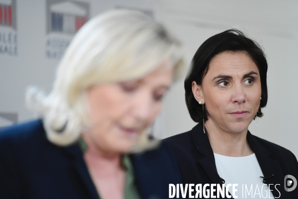 Conference de presse de marine Le Pen contre la réforme des retraites