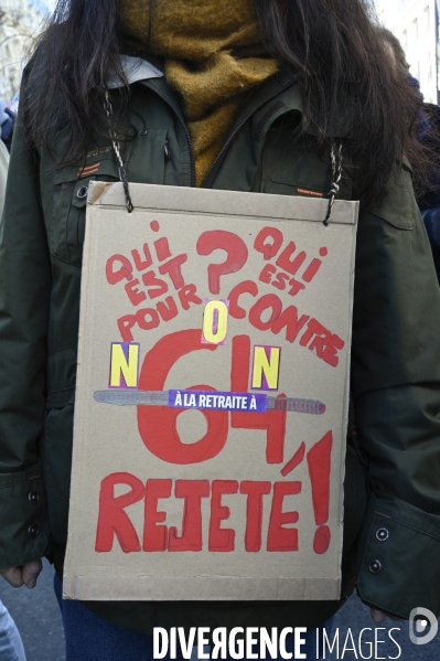 Manifestation contre la reforme des retraites, paris 7/02/2023