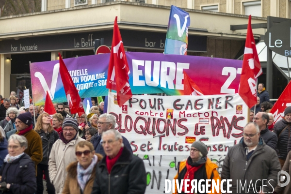 Evreux,les manifestations contre la réforme des retraites plus importantes en province