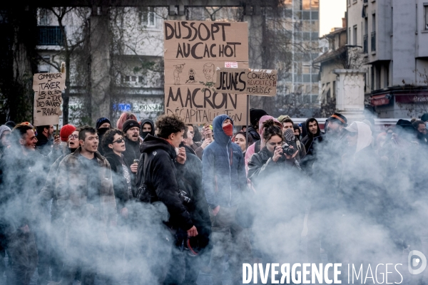 Lyon, Manifestation contre la réforme des retraites.