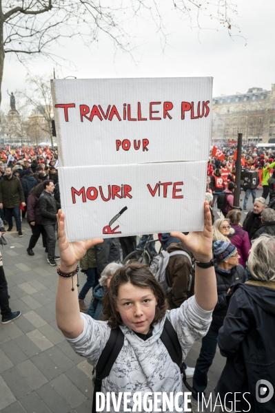 La manifestation contre la reforme des retraites, paris le11/02/2023