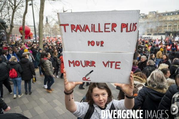 La manifestation contre la reforme des retraites, paris le11/02/2023