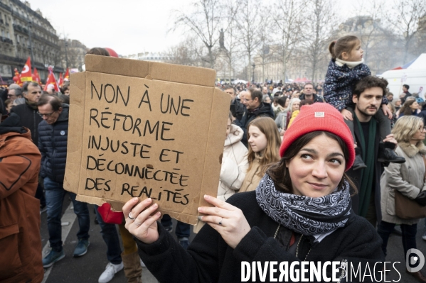 La manifestation contre la reforme des retraites, paris le11/02/2023