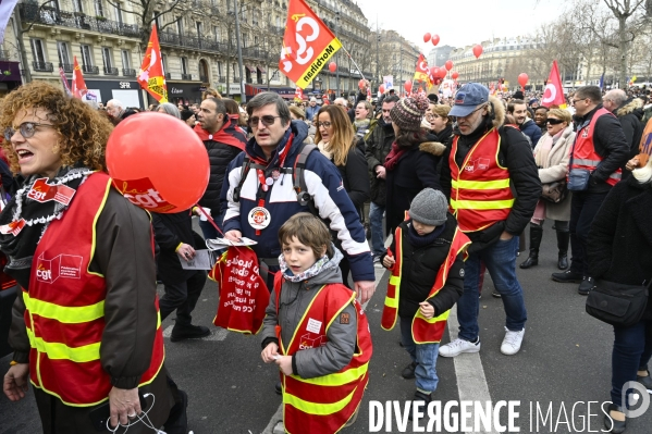 La manifestation contre la reforme des retraites, paris le11/02/2023