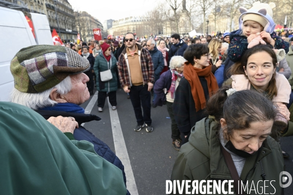 La manifestation contre la reforme des retraites, paris le11/02/2023