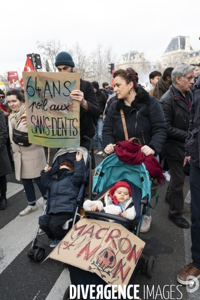 La manifestation contre la reforme des retraites, paris le11/02/2023