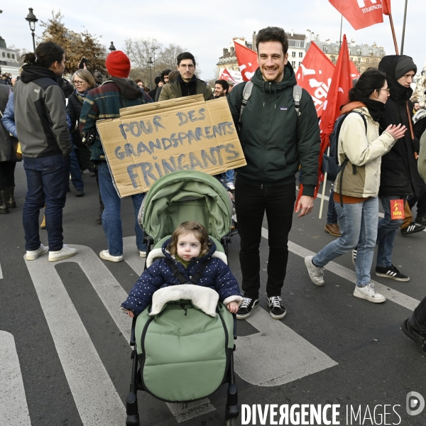 La manifestation contre la reforme des retraites, paris le11/02/2023