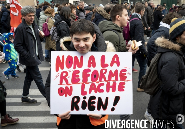 La manifestation contre la reforme des retraites, paris le11/02/2023