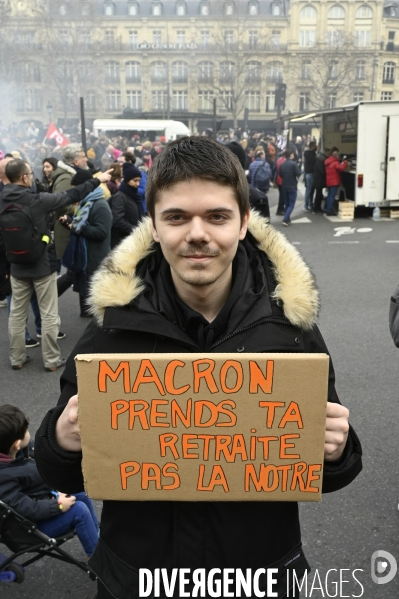 La manifestation contre la reforme des retraites, paris le11/02/2023