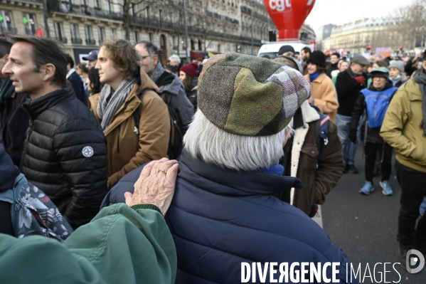 La manifestation contre la reforme des retraites, paris le11/02/2023