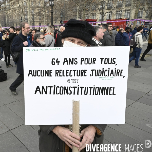 La manifestation contre la reforme des retraites, paris le11/02/2023