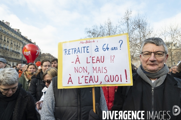 La manifestation contre la reforme des retraites, paris le11/02/2023