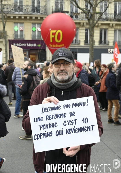 La manifestation contre la reforme des retraites, paris le11/02/2023