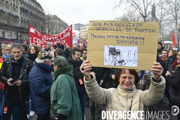 La manifestation contre la reforme des retraites, paris le11/02/2023