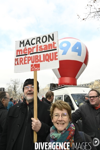 La manifestation contre la reforme des retraites, paris le11/02/2023