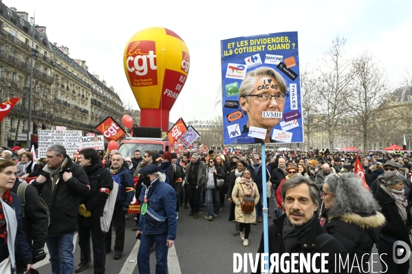 La manifestation contre la reforme des retraites, paris le11/02/2023