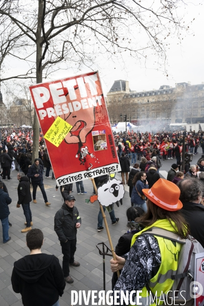 La manifestation contre la reforme des retraites, paris le11/02/2023