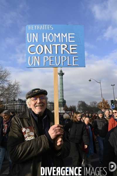 La manifestation contre la reforme des retraites, paris le11/02/2023