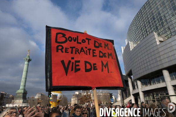 La manifestation contre la reforme des retraites, paris le11/02/2023